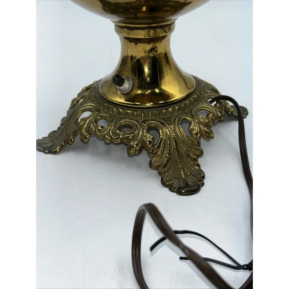 Antique Electrified Bradley & Hubbard Oil Lamp Made In USA Fleur de Lis
